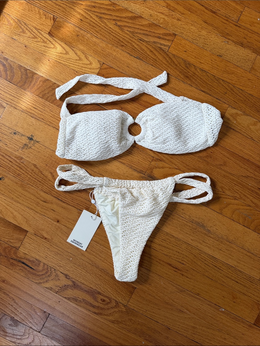 Cream Crochet Bikini Set